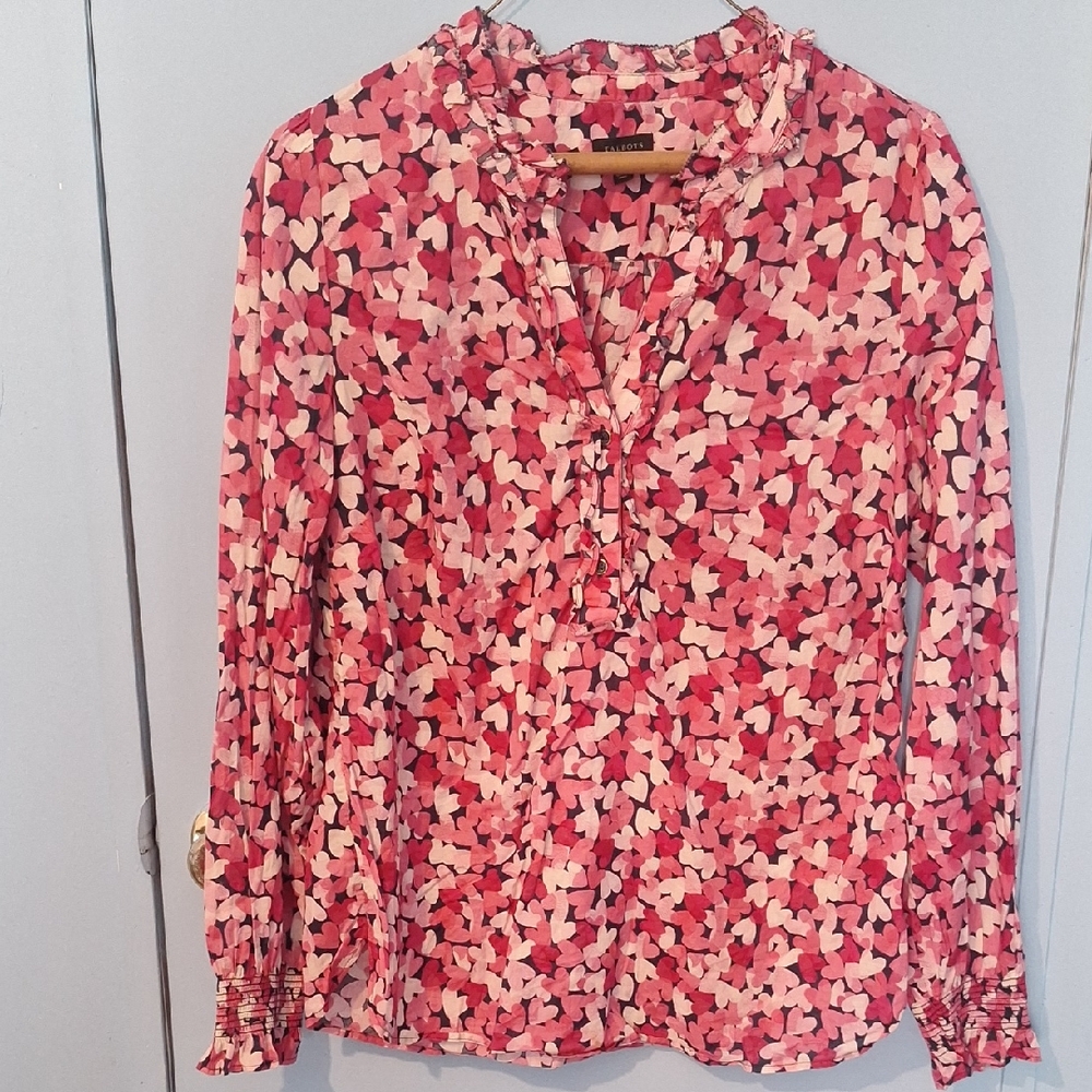 Talbots Pink and White Floral Blouse